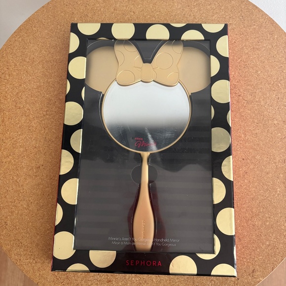 Disney Minnie Beauty by Sephora Gold finished Hand-held Mirror with orig box - Picture 5 of 16